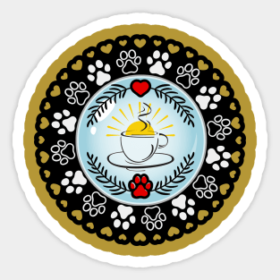 Morning cup of puppy love coffee Sticker